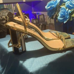 Gold sandal heels with Mirror heels